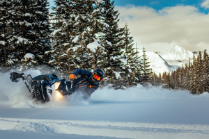 A snowmobiling in the Colorado backcountry.