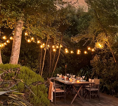 Enjoy dinner and wine on the outdoor patio 