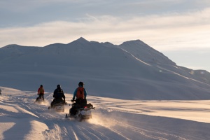 Snowmobiling in Iceland.
