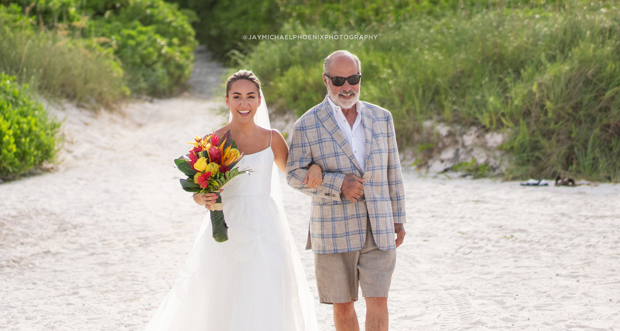 Bride With Father At Wedding Bahamas