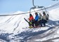 A group of friends on a ski lift.