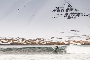 Surfing in Iceland.