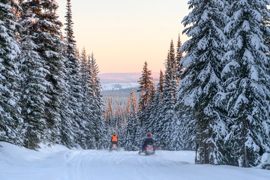 Snowmobiling in British Columbia.