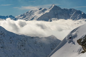 Heli skiing in the French Alps.
