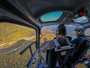 A scenic helicopter tour in Revelstoke, BC.