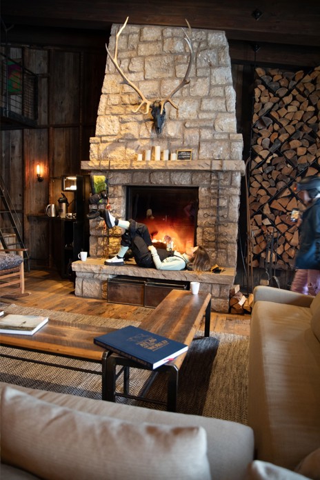 Enjoy a lazy morning by the fire while others go cat-skiing